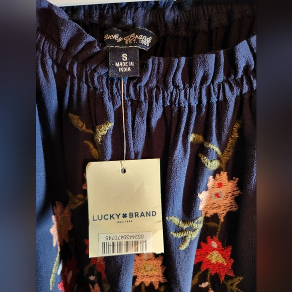 Lucky Brand Women's Embroidered Off The Shoulder 3/4 Sleeve Top Navy Size S NWT - Picture 6 of 7